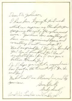 A hand-written thank you note from Grady, a real patient who had a replacement crown done at our Mukilteo dental office.	