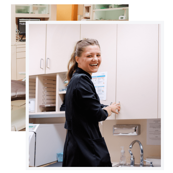 A collageo of Our team smiling 