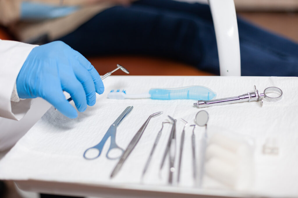 Dentist examining an elderly patient during a dental exam